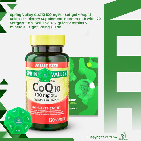 Rapid-Release CoQ10 100 mg, 120 Softgels with Exclusive Vitamins & Minerals Bundle, A to Z Guide + Pill Organizer