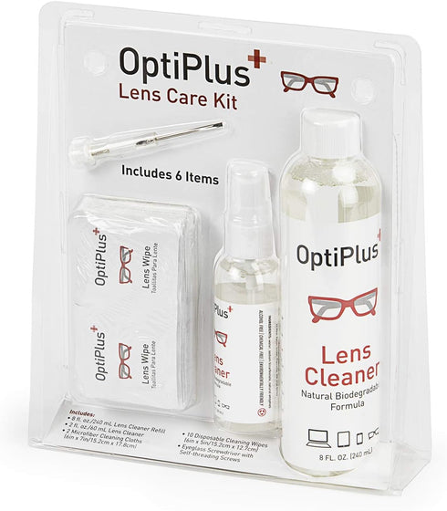 OptiPlus Lens Care Kit Alcohol-Free, Microfiber Cloths, Wipes, Eyeglass Screwdriver