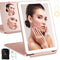 Portable Rechargeable Travel Makeup Vanity Mirror - Dimmable LED Lights, 3 Lighting Modes, Rose Gold