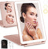 Portable Rechargeable Travel Makeup Vanity Mirror - Dimmable LED Lights, 3 Lighting Modes, Rose Gold