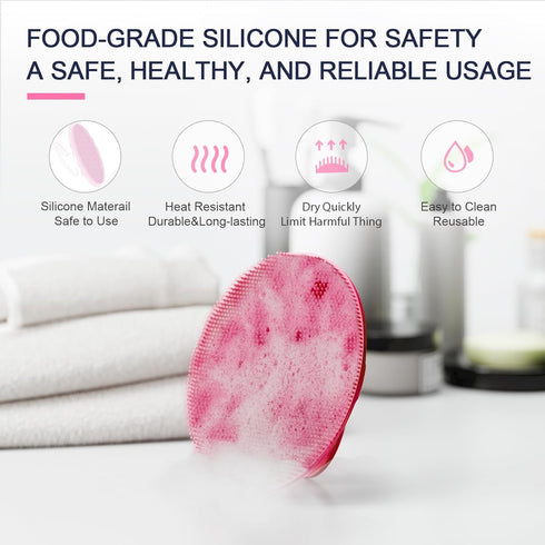 Silicone Body Scrubber, Gentle Exfoliating Shower Bath Wash Brush for Sensitive Skin, Easy to Clean, 1 Pack, Pink