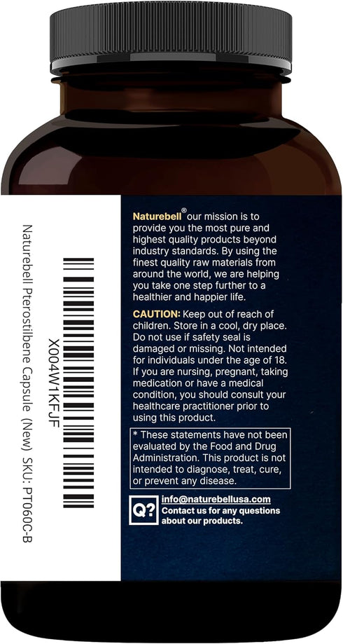 Pterostilbene 200 200 2-in-1 NatureBell mg Per Serving with Trans-Resveratrol Capsules Antioxidant Polyphenol Formula*