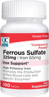 Quality Choice Iron 65 mg (325 mg Ferrous Sulfate) High Potency Supplement Tablets, 100 Count