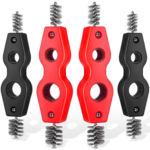 Honoson 4 Pieces Copper Pipe Cleaner Tool, 4 in 1 Brush for Plumbing Installation (Black, Red)