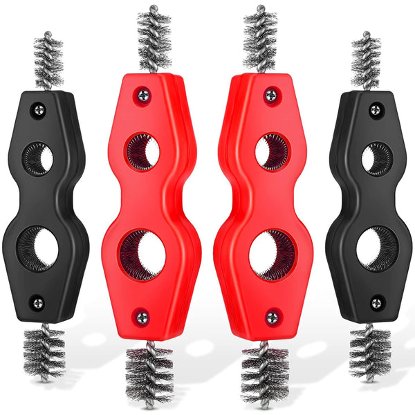 Honoson 4 Pieces Copper Pipe Cleaner Tool, 4 in 1 Brush for Plumbing Installation (Black, Red)
