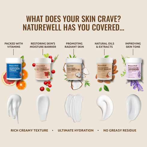 NATURE WELL Lavender Smooth & Soften Moisturizing Cream - 16 Oz, Infused with Natural Oils for Face, Body, Hands