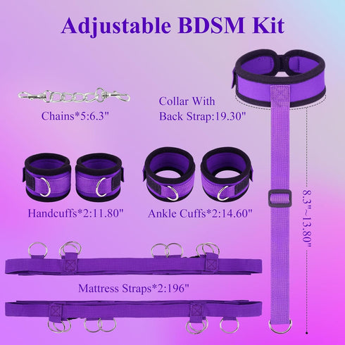 Neazia 2 1 Sex Toys BDSM Bondage Restraints, in Under Bed Restraints Sex Straps & Neck to Wrist BDMS Kit Adjustable