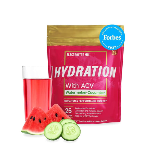 Essential Elements Hydration Packets Watermelon Cucumber, Sugar Free Electrolytes Powder, 25 Stick Packs