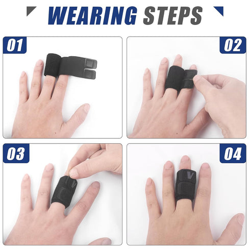 Finger Splints, 2PCS Finger Buddy Straps, Compression Wraps for Sport Basketball Tennis and Volleyball (Black)