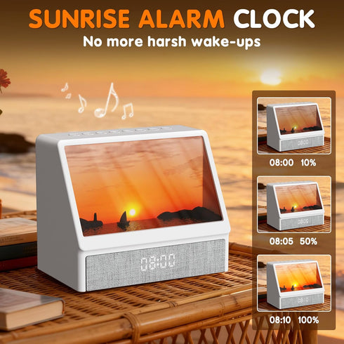 Sunrise Alarm Clock, White Noise Sound Machine for Bedroom, Wake Up Light Sunlight Alarm Clock with Ambient Lights