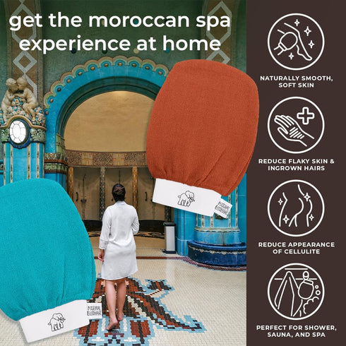 Natural Elephant Exfoliating Hammam Glove - Face and Body Exfoliator Mitt (Chocolate Brown, Pack of 3)