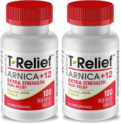 T-Relief Extra-Strength Arnica, 12 Natural Relieving Actives for Back Pain, 100 Tablets, Whole Body Relief, 2 Pack