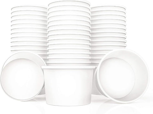 Paper Ice Cream Cups 4oz Small White Dessert Bowls Pack of 50 Count for Frozen Yogurt and Frozen Dessert Supplies