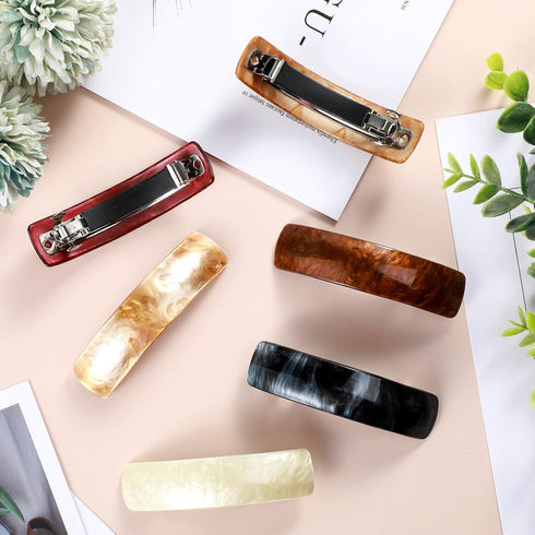 WILLBOND 6 Pcs Large Hair Barrettes for Women, Retro French Clips in 6 Colors, Gifts for Mom Accessories