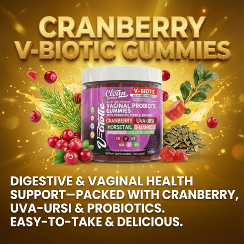 Gummies Gummy Vaginal Probiotic For Women | Prebiotics Cranberry D-Mannose Uva-Ursi Digestive Enzymes | Vaginal Health