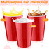 PLMMOUT 240 Pack 16 oz Red Plastic Cups, Disposable Party Cup, Shot Cups, Red Plastic Drinking Cup for Wedding Picnics