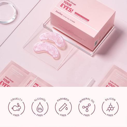 ZealSea 20 Pairs Eye Gel Pads for Dark Circles, Wrinkles, Eye Bags, Puffy Eyes - Hydrating Anti-Aging Under Eye Mask