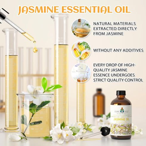 EVOKE OCCU Jasmine Oil 4 Fl Oz, Pure Jasmine Essential Oil for Diffuser, Skin, Hair - 118ml