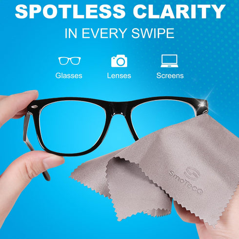 SmoTecQ 12 Pack Premium Microfiber Cleaning Cloths, High-Density, Ultra Soft, Scratch-Free for Glasses, Phones, Screens