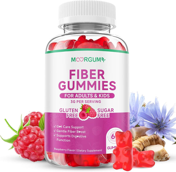 Fiber Gummies for Digestive Health & Regularity, Sugar-Free High Fiber Supplement for