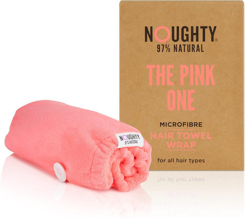 Noughty 97% Natural Pink Microfibre Hair Towel, Hair Towel Wrap Quickly Absorbs Moisture, Reduces Breakage, Combats Frizz, Pink