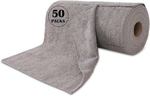 Reusable Microfiber Cleaning Cloths: 50 Pack Washable 12×12 Absorbent Rags for Kitchen, House, Car (Grey)