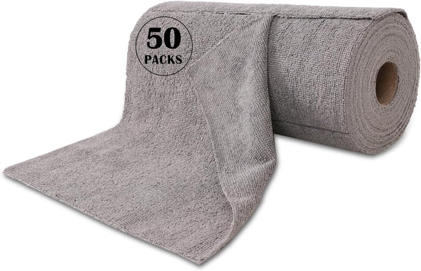 Reusable Microfiber Cleaning Cloths: 50 Pack Washable 12×12 Absorbent Rags for Kitchen, House, Car (Grey)