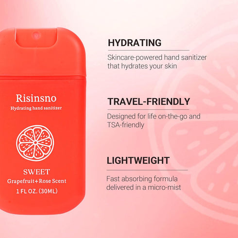 Risinsno 3-Pack Hydrating Hand Sanitizer Spray, Scented Power Mist Hand Sanitizers Travel Size Refillable, Travel