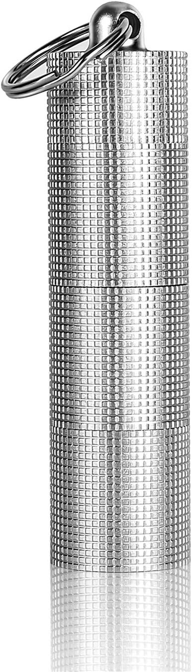 PPFISH Portable Daily Pill Case, 3 Compartments Anti-Skid Aluminum Alloy Waterproof Pill Box Dispenser, Keychain Holder