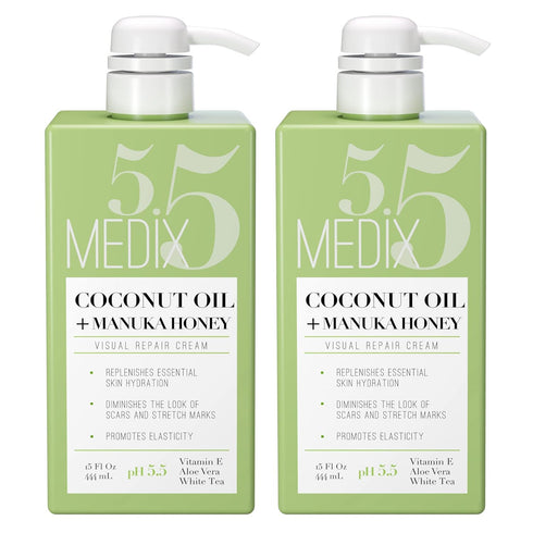 MEDIX 5.5 Coconut Oil Lotion with Manuka Honey Cream for Face & Body, Firming Coconut Oil, 2-Pack