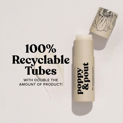 Poppy & Pout Marshmallow Creme Jumbo Lip Balm | All Natural Moisturizer with Beeswax, Vitamin E, Organic Coconut Oil |