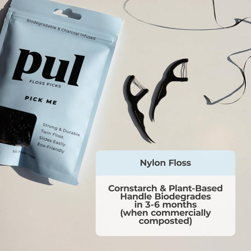 PUL Dental Floss Picks – Mint Teeth Flossers for Deep Cleaning, Shred-Resistant Nylon Floss, 50 Count