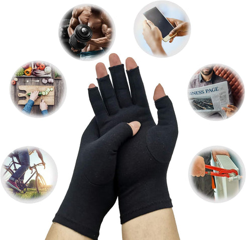 2 Pairs Arthritis Compression Gloves for Pain Relief, Compression Gloves for Women & Men, Warm Moisture Absorption