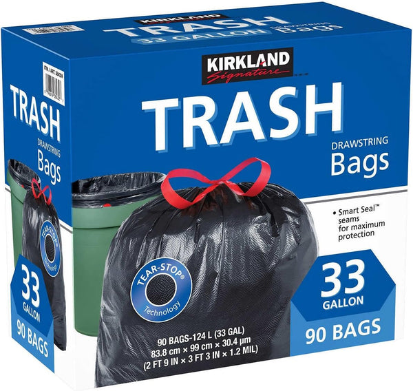 KIRKLAND Signature Drawstring Trash Bags - 33 Gallon - Xl Size - (90
