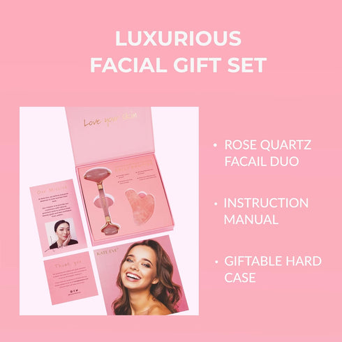 Kate Eve Elite Gua Sha Set & Brazilian Rose Quartz Face Roller - Ultra-Premium Quartz for Skin Lifting & Therapy