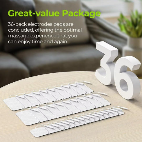 AUVON TENS Unit Replacement Pads Combination Set, 36 Packs Electrodes for TENS Unit, Reusable Pigtail Pads