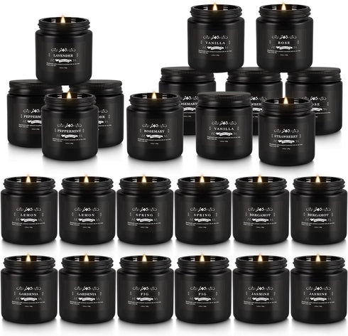 Set 24 Pack,Black, Set Scented Candle Candle for Home Scented, Odor Eliminating, Stress Relief, Long Lasting Soy Wax