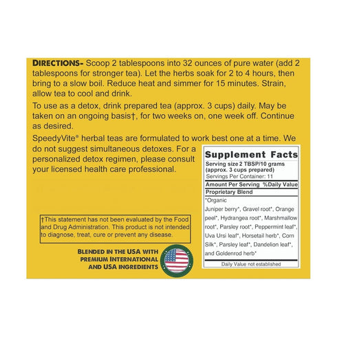 SpeedyVite Kidney Bladder LifeBoost Tea, Herbal Supplement, USDA Organic, Supports Urinary Health