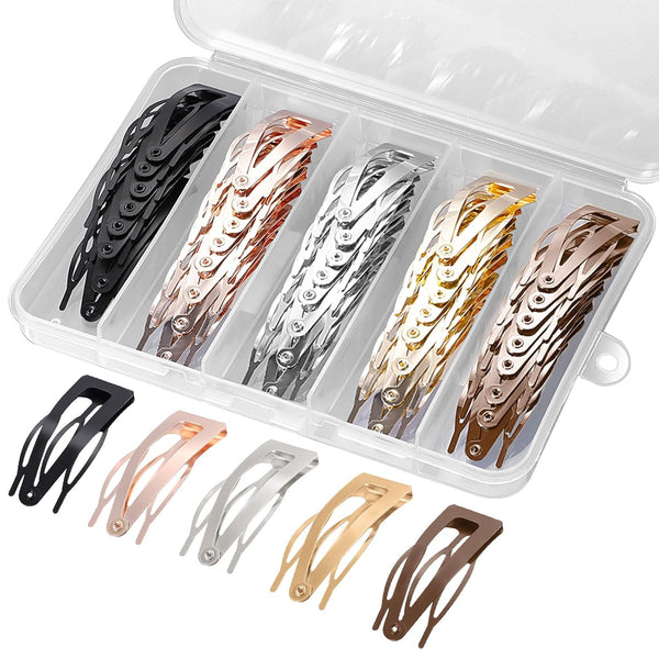 Snap Hair Clips in 5 Colors, Metal Hair Barrettes for Women and Girls Hair Accessories