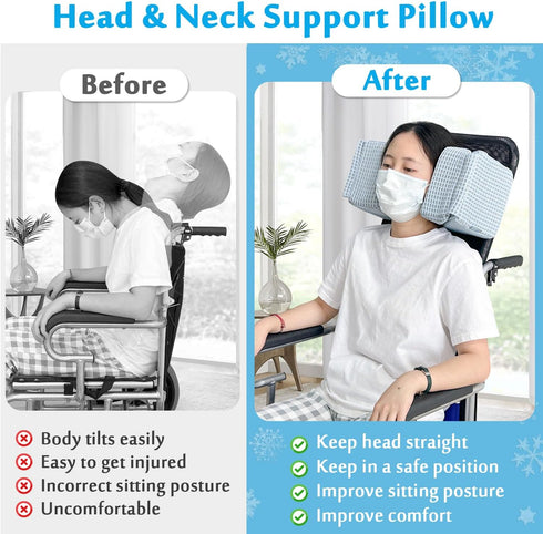 AOSSA Wheelchair Headrest for High Back Wheelchair & Recliner - Adjustable U Shaped Head Support Pillow with Cooling