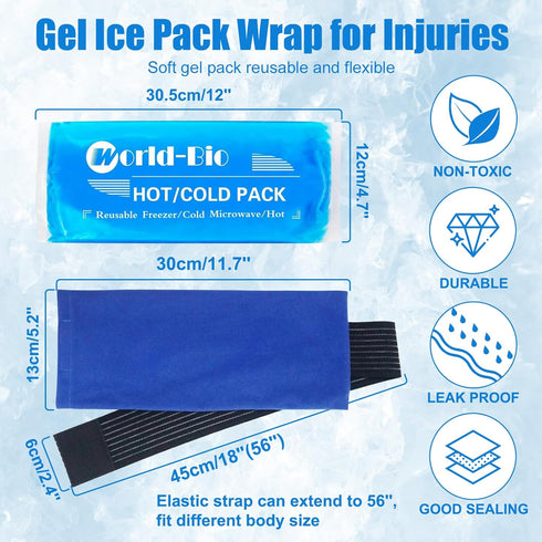 Reusable Soft Gel Ice Pack Wrap for Injuries, Flexible Hot Cold Pack for Neck, Shoulder, Knee, Ankle, Wrist, Foot,