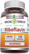 Amazing Formulas Riboflavin 400mg Dietary Supplement - 120 Capsules - Non-GMO & Gluten Free - Made in USA