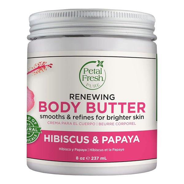 Petal Fresh Pure Renewing Hibiscus & Papaya Body Butter - 8oz Organic Coconut Oil, Argan Oil, Shea Butter