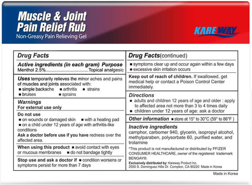 Muscle & Joint Pain Relief Rub - 2oz (4pk) | Fast Relief from Minor Arthritis, Backache, Non-Greasy Cream