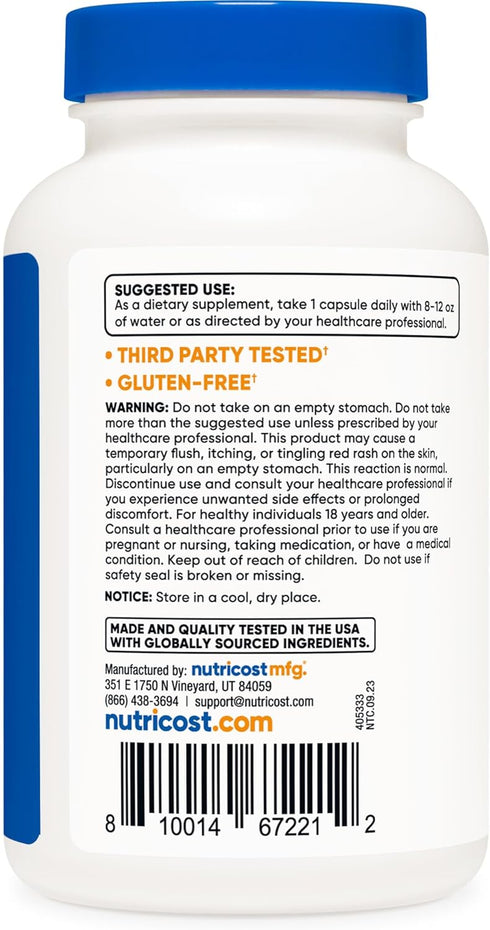 Nutricost Niacin (Vitamin B3) 100mg, 240 Capsules, Non-GMO, Gluten Free