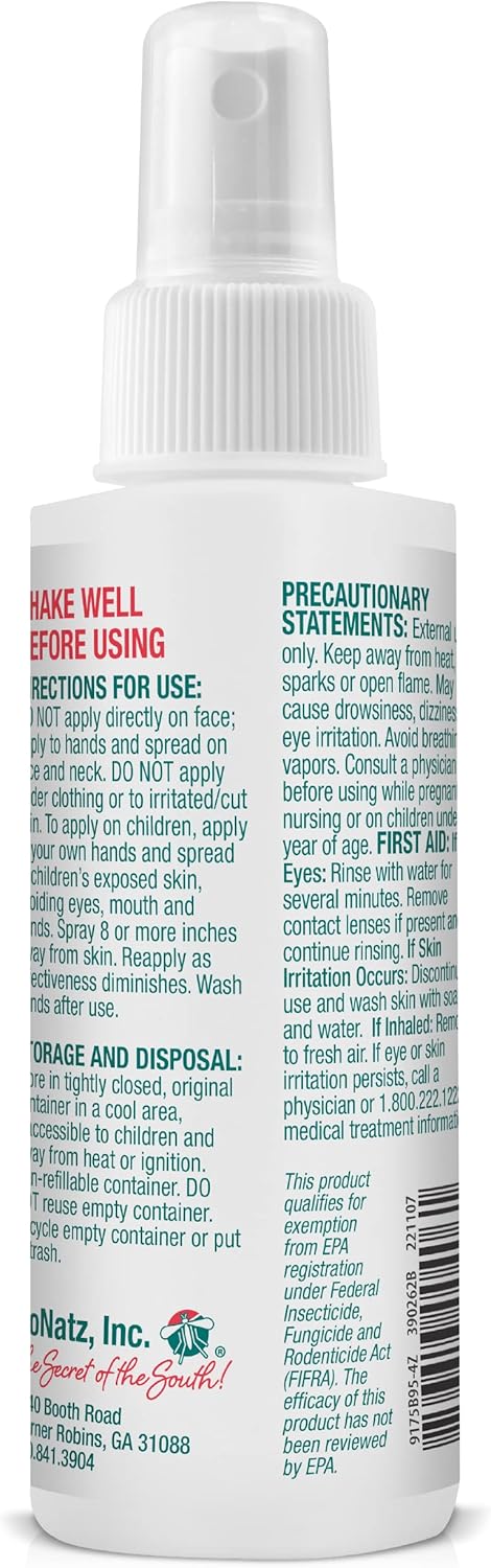 No Natz No Mosquitoz Botanical Bug Repellent, 4 Ounce Spray Bottle, DEET-Free and Non-Greasy