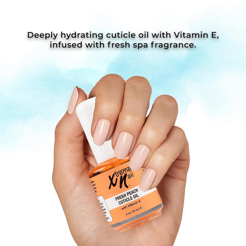 Xtreme Nail Cuticle Oil - Hydrating Scented Oil for Radiant Cosmetic Nail, Vitamin E Infused - Fresh Peach, 5oz