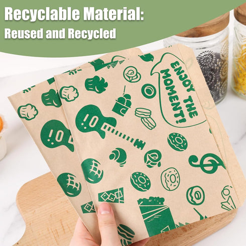 VGOODALL 50PCS Paper Sandwich Bags, Small Snack Bags 8.1x6.6inch Wax Paper Bags for Picnic & Snacks