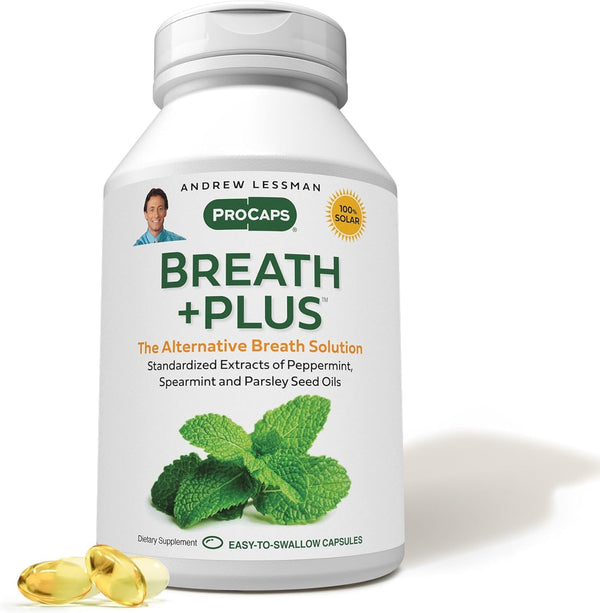 Andrew Lessman Breath Plus 60 Softgels – Natural Breath Freshener with Peppermint & Spearmint, Easy to Swallow