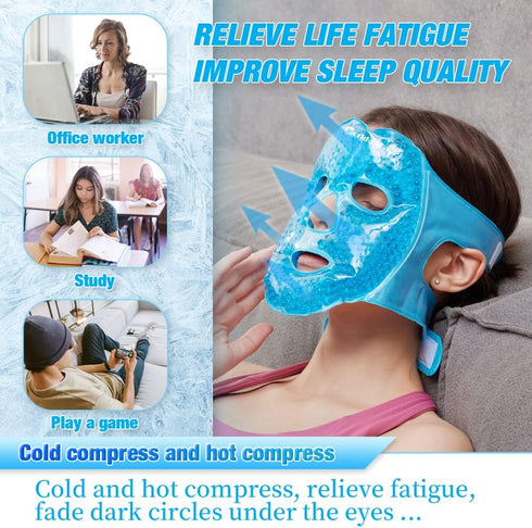 Face Ice Pack Cold Eye Cooling Mask Hot Cold Compress for Puffy Eyes and Face Swelling, Reusable Beads Face Mask Freeze Eye Mask with Soft Plush Backing for Migraine Headache Eyes Stress Relief